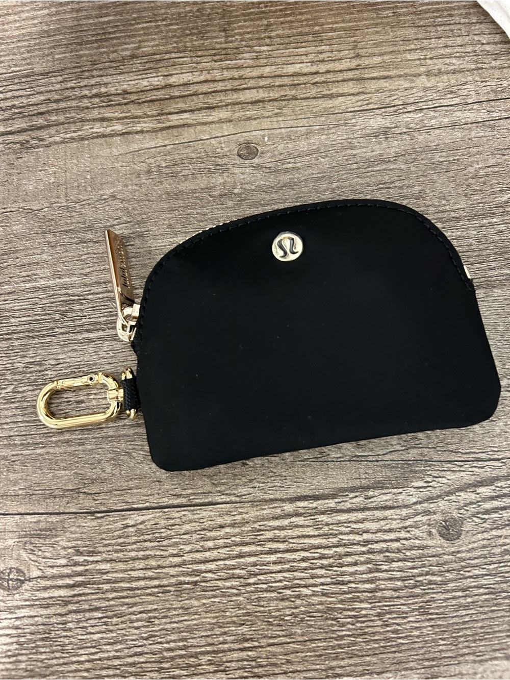 lululemon athletica Black Card Pouch with Gold Clip